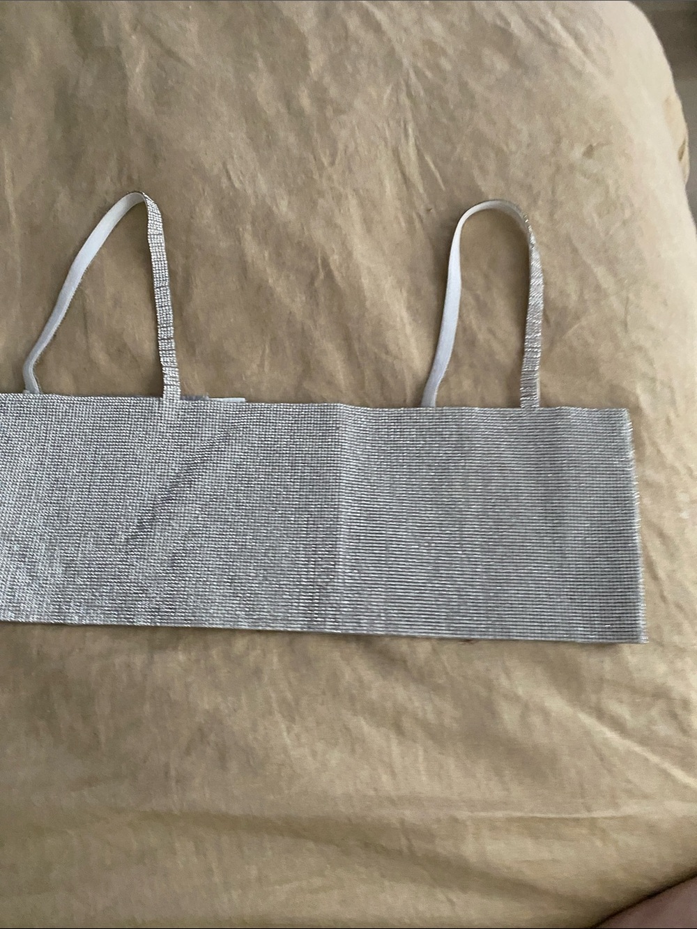 The Vintage Shop Silver Sparkle Cropped Bandeau Tank